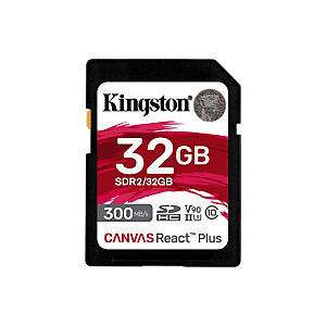 Kingston Technology Canvas React Plus, 32 GB, SD, Clase 10, UHS-II, 300 MB/s, 260 MB/s SDR2/32GB