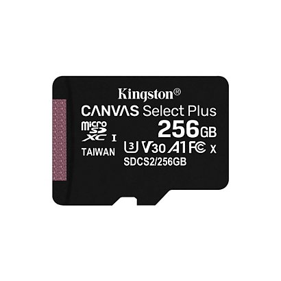 Kingston Technology Canvas Select Plus, 256 GB, MicroSDXC, Clase 10, UHS-I, 100 MB/s, 85 MB/s SDCS2/256GB
