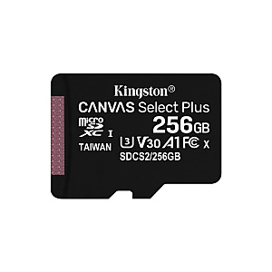 Kingston Technology Canvas Select Plus, 256 Go, MicroSDXC, Classe 10, UHS-I, 100 Mo/s, 85 Mo/s SDCS2/256GB Kingston Technology Canvas Select Plus, 256 Go, MicroSDXC, Classe 10, UHS-I, 100 Mo/s, 85 Mo/s SDCS2/256GB