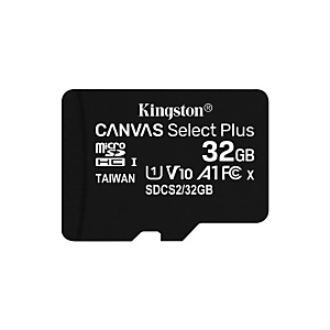 Kingston Technology Canvas Select Plus, 32 Go, MicroSDHC, Classe 10, UHS-I, 100 Mo/s, Class 1 (U1) SDCS2/32GB Kingston Technology Canvas Select Plus, 32 Go, MicroSDHC, Classe 10, UHS-I, 100 Mo/s, Class 1 (U1) SDCS2/32GB