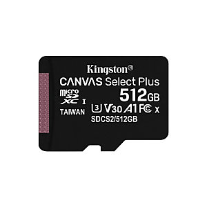 Kingston Technology Canvas Select Plus, 512 GB, MicroSDXC, Clase 10, UHS-I, 100 MB/s, 85 MB/s SDCS2/512GBSP