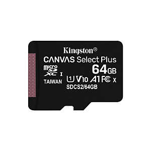 Kingston Technology Canvas Select Plus, 64 Go, MicroSDXC, Classe 10, UHS-I, 100 Mo/s, 85 Mo/s SDCS2/64GBSP