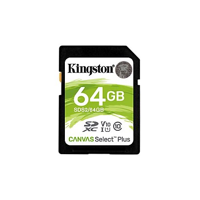 Kingston Technology Canvas Select Plus, 64 Go, SDXC, Classe 10, UHS-I, 100 Mo/s, Class 1 (U1) SDS2/64GB - 1