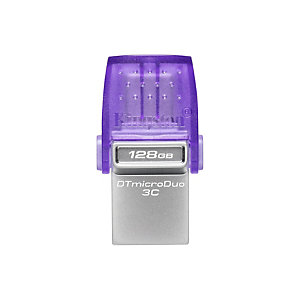 Kingston Technology DataTraveler microDuo 3C, 128 GB, USB Type-A / USB Type-C, 3.2 Gen 1 (3.1 Gen 1), 200 MB/s, Otro, Acero inoxidable, Púrpura DTDUO3CG3/128GB