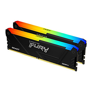 Kingston Technology FURY 32GB 3600MT/s DDR4 CL18 DIMM (Kits de 2) Beast RGB, 32 Go, 2 x 16 Go, DDR4, 3600 MHz, 288-pin DIMM KF436C18BB2AK2/32