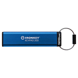 Kingston Technology IronKey Keypad 200, 128 GB, USB tipo A, 3.2 Gen 1 (3.1 Gen 1), 145 MB/s, Tapa, Azul IKKP200/128GB