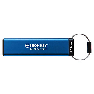 Kingston Technology IronKey Keypad 200, 16 GB, USB tipo A, 3.2 Gen 1 (3.1 Gen 1), 145 MB/s, Tapa, Azul IKKP200/16GB