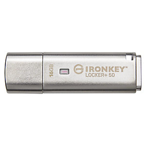 Kingston Technology IronKey Locker+ 50, 16 GB, USB tipo A, 3.2 Gen 1 (3.1 Gen 1), 145 MB/s, Tapa, Plata IKLP50/16GB