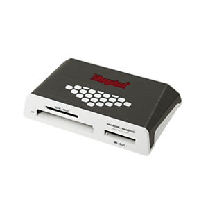 Kingston Technology USB 3.0 High-Speed Media Reader, CF, Clé USB (MS), MicroSD (TransFlash), MicroSDHC, MicroSDXC, MS Duo, SD, SDHC, SDXC, Gris, Blanc, 5000 Mbit/s, USB 3.2 Gen 1 (3.1 Gen 1), 93,3 mm, 52,7 mm FCR-HS4