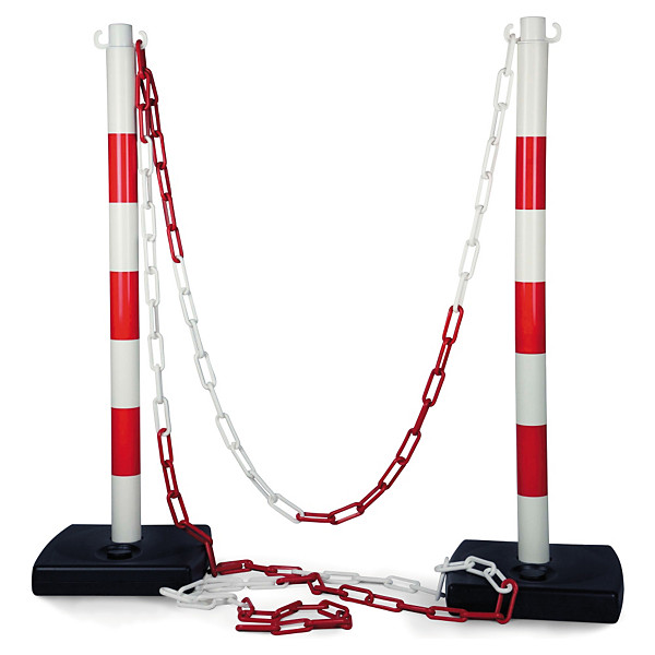 Kit de 2 poteaux de balisage + 5 m de chaine rouge/blanc - 1