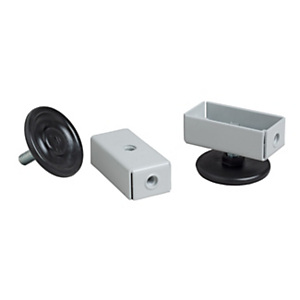 Kit 4 piastre con piedini di livellamento regolabili per banco a gamba fissa, Diametro piedino 2 cm, Grigio/Nero Kit 4 piastre con piedini di livellamento regolabili per banco a gamba fissa, Diametro piedino 2 cm, Grigio/Nero