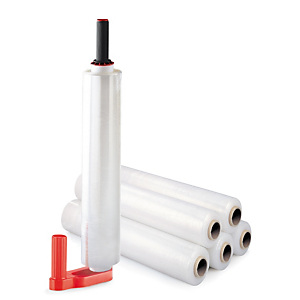 Kit de 6 bobines de film emballage étirable cast 17 microns 45 cm x 300 m + 1 dérouleur manuel OFFERT - Transparent Kit de 6 bobines de film emballage étirable cast 17 microns 45 cm x 300 m + 1 dérouleur manuel OFFERT - Transparent