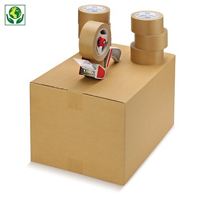 Kit 6 o 36 rollos de cinta de papel adhesivo + precintadora RAJA®