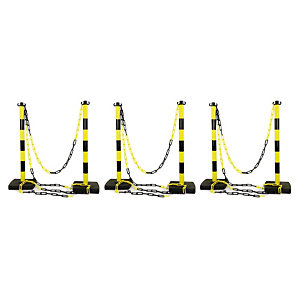 Kit 6 poteaux de balisage en PVC et 12 m de chaîne jaune/noir