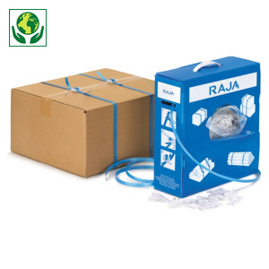 Kit de cintagem de polipropileno em caixa distribuidora + grampos de plástico RAJA