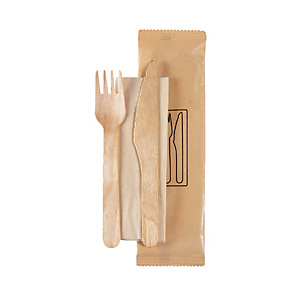 Kit couverts en bois 3 en 1, lot de 500 Kit couverts en bois 3 en 1, lot de 500