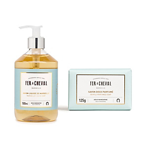 Kit Sapone solido 125 g + Sapone liquido 500 ml Fer a Cheval, Mandarino d'Acqua Kit Sapone solido 125 g + Sapone liquido 500 ml Fer a Cheval, Mandarino d'Acqua