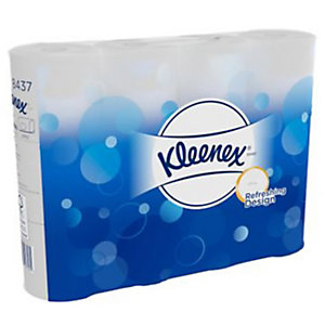 Kleenex 210 Papier toilette recyclé double épaisseur - Rouleau de 210 feuilles - Blanc - Carton de 12 rouleaux