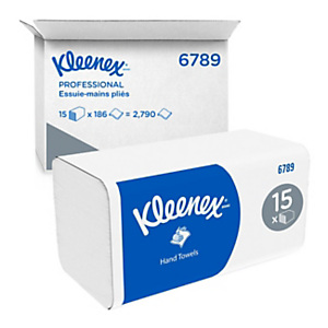 KLEENEX® Asciugamani di carta piegati, 2 veli, 186 fogli, 21 x 21,5 cm, Bianco (15 pacchi da 186 asciugamani) KLEENEX® Asciugamani di carta piegati, 2 veli, 186 fogli, 21 x 21,5 cm, Bianco (15 pacchi da 186 asciugamani)