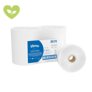 Kleenex® Carta igienica riciclata, Jumbo Roll, 2 veli, Bianco (confezione 6 pezzi)