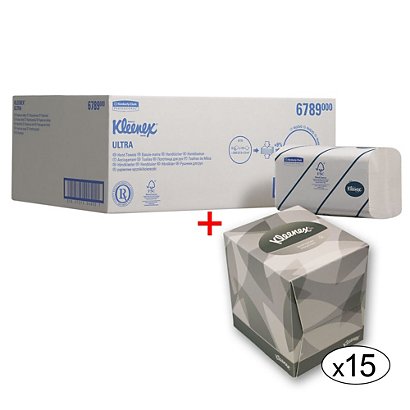 Kleenex® Pack Toallitas de papel plegadas + Pañuelos faciales