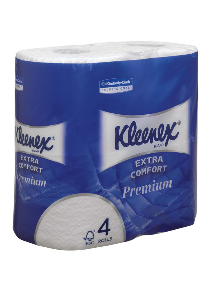 Kleenex Papier toilette Premium Standard quadruple épaisseur - Rouleau de 160 feuilles - Blanc - Carton de 24 rouleaux