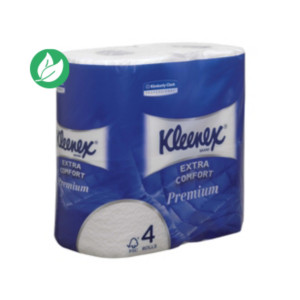Kleenex Papier toilette Premium Standard quadruple épaisseur - Rouleau de 160 feuilles - Blanc - Carton de 24 rouleaux