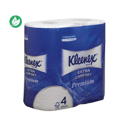 Kleenex Papier toilette Premium Standard quadruple épaisseur - Rouleau de 160 feuilles - Blanc - Carton de 24 rouleaux - 1