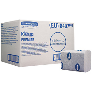 Kleenex® Premier Papel higiénico plegado, 2 capas, 200 hojas, 125 mm, blanco Kleenex® Premier Papel higiénico plegado, 2 capas, 200 hojas, 125 mm, blanco