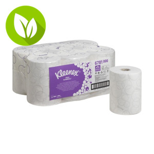 Kleenex® Toallas secamanos rollo Ultra Slimroll™ de 2400 hojas, blancas, 2 capas (600 m en total)
