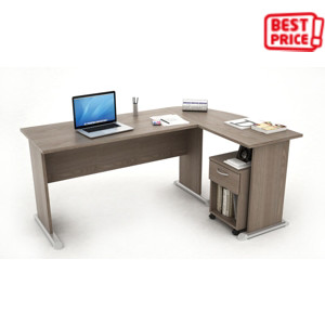 KOMPACT Set scrivania + allungo + cassettiera, 170 x 120 x 72 cm, Frassino KOMPACT Set scrivania + allungo + cassettiera, 170 x 120 x 72 cm, Frassino