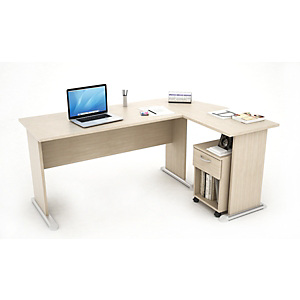 Kompact Set scrivania, allungo e cassettiera, 170 x 120 x 72 cm, Rovere Kompact Set scrivania, allungo e cassettiera, 170 x 120 x 72 cm, Rovere