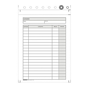 KORES Talonario preimpreso en castellano para notas de camarero, 8º natural, 105 x 150 mm con copia 50 hojas x 2