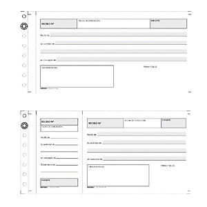 KORES Talonario preimpreso en castellano para recibos, Duplicado, Tercio apaisado, 210 x 100 mm con copia 50 x 2
