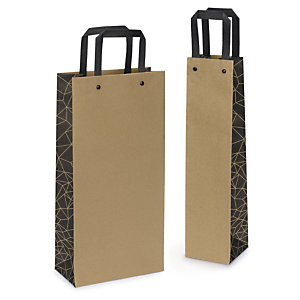 Kraft bottle gift bags with side design