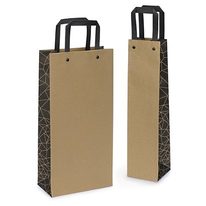 Kraft bottle gift bags with side design - 1