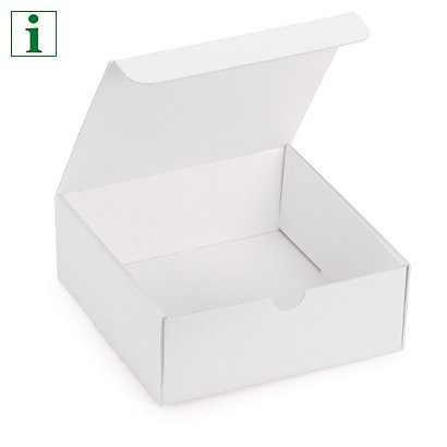 Kraft gift boxes, white, 185x185x70mm, pack of 50 - 1
