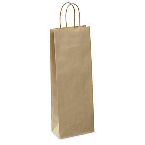 Kraft paper bottle gift bags with twisted handles