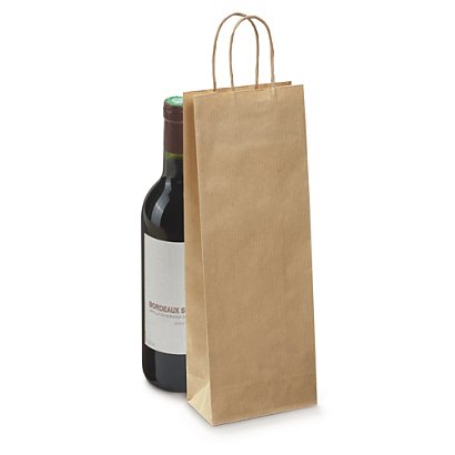 Kraft paper bottle gift bags with twisted handles - 1