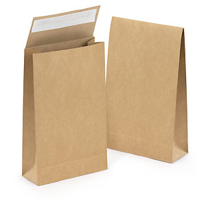 Kraft paper gift bag with adhesive strip