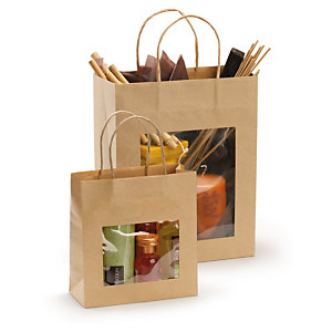 Kraft paper gift bags with windows 