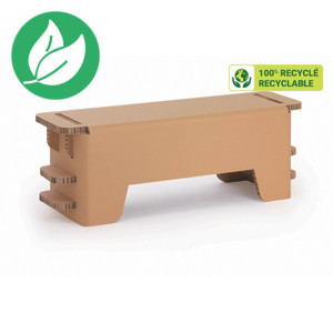 KRAFTDESIGN Banc ou table basse L. 113,8 cm en carton alvéolaire - Kraft naturel KRAFTDESIGN Banc ou table basse L. 113,8 cm en carton alvéolaire - Kraft naturel