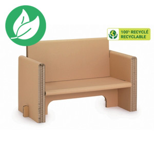 KRAFTDESIGN Banquette 2 places avec accoudoirs en carton alvéolaire - Kraft naturel KRAFTDESIGN Banquette 2 places avec accoudoirs en carton alvéolaire - Kraft naturel