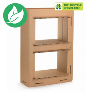 KRAFTDESIGN Etagère 2 cases H. 91,5 cm en carton alvéolaire - Kraft naturel KRAFTDESIGN Etagère 2 cases H. 91,5 cm en carton alvéolaire - Kraft naturel