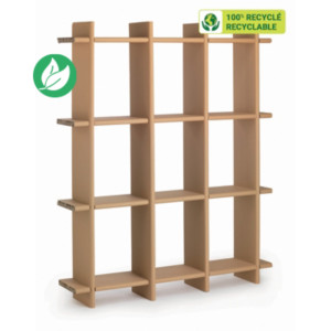 KRAFTDESIGN Etagère 9 cases à croisillon H. 180 cm en carton alvéolaire - Kraft naturel