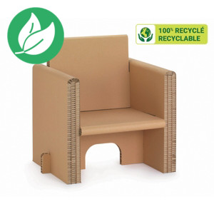 KRAFTDESIGN Fauteuil avec accoudoirs en carton alvéolaire - Kraft naturel KRAFTDESIGN Fauteuil avec accoudoirs en carton alvéolaire - Kraft naturel