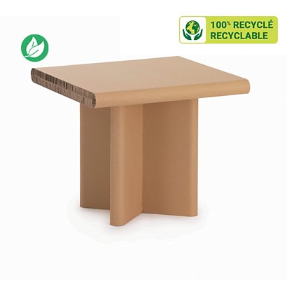 KRAFTDESIGN Table basse rectangulaire H. 50 cm en carton alvéolaire - Kraft naturel - 1