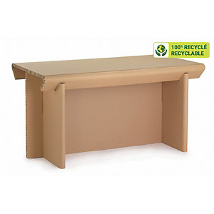 KRAFTDESIGN Table de réunion rectangulaire L. 158 x P. 86 cm en carton alvéolaire - Kraft naturel