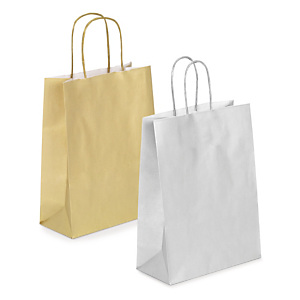 Kraftpapier-Tragetaschen Silber und Gold - RESTPOSTEN Kraftpapier-Tragetaschen Silber und Gold - RESTPOSTEN