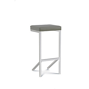 Kubik Sgabello impilabile, Ecopelle, Struttura bianca, Sedile grigio Kubik Sgabello impilabile, Ecopelle, Struttura bianca, Sedile grigio